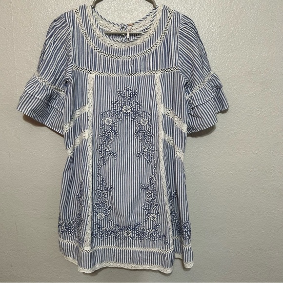 Free People Sunny Day Shirt Dress Ruffle Sleeves - Picture 2 of 12